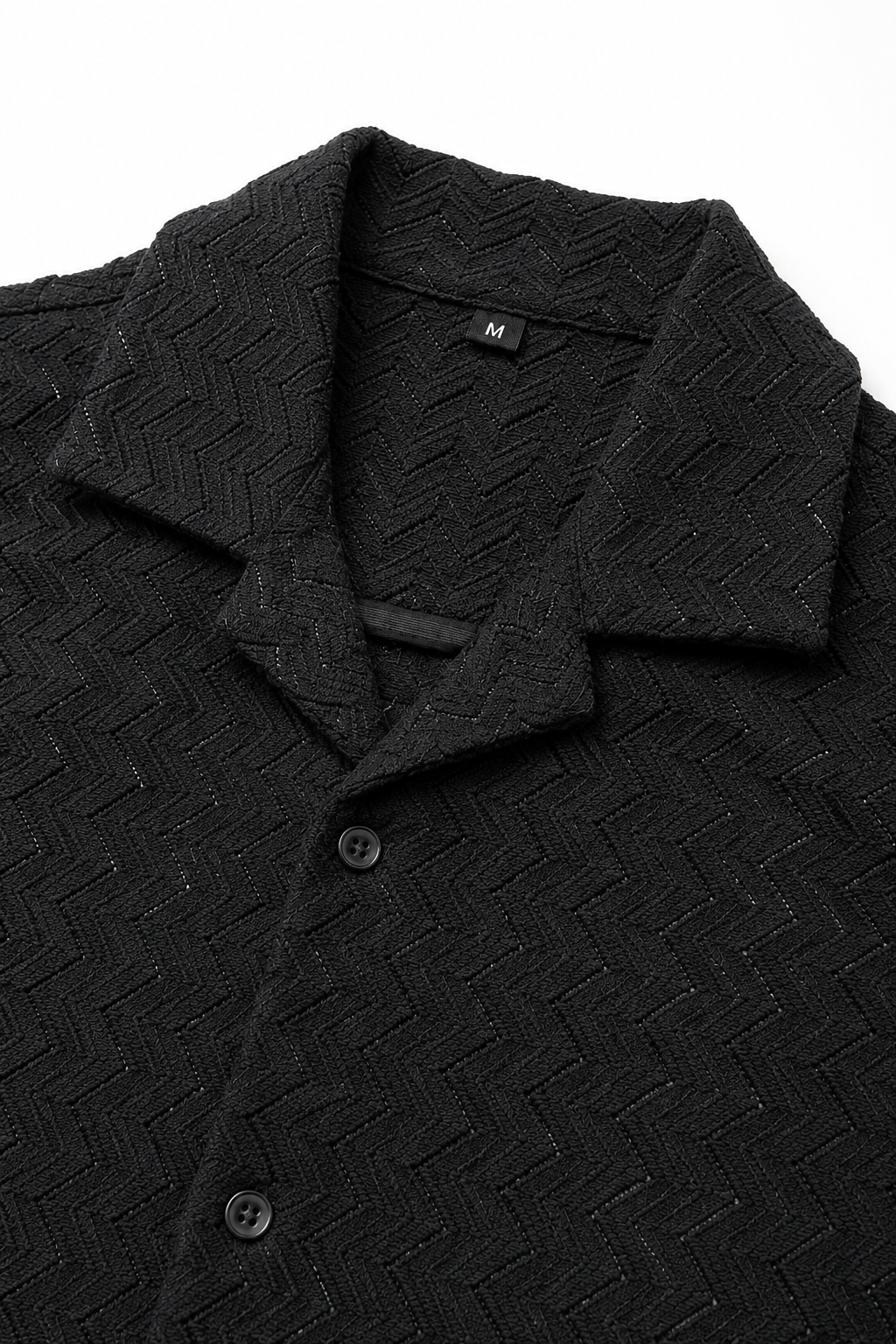 Camisas Para Hombre Manga Corta Crochet Textura Zizag B65456 Negro