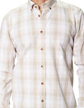 Camisas Para Hombre Manga Larga Cuadros B45105 Beige