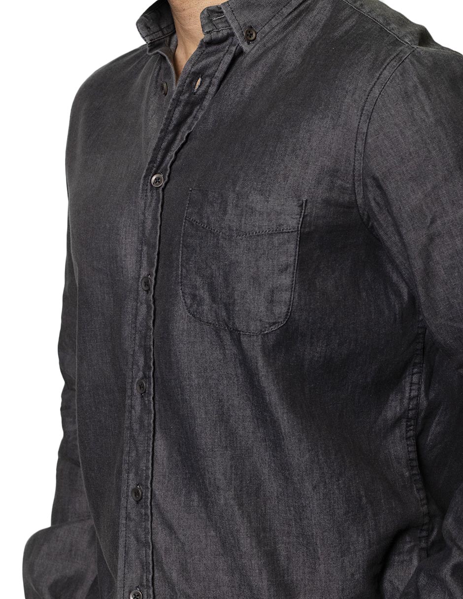 Camisas Para Hombre Tipo Mezclilla Relaxed Fit BMEZC Negro