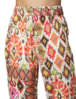 Pantalones Para Mujer Lurex Con Resorte Estampado W43101 Naranja