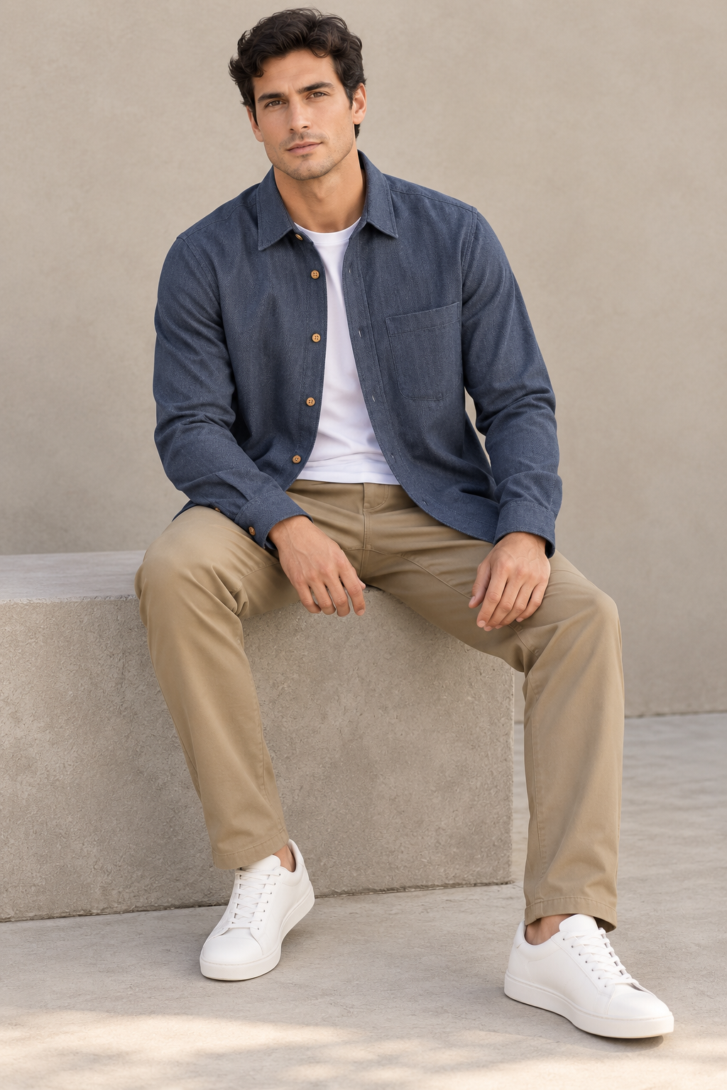 Sobrecamisas para Hombre Ligera de Algodón B65319 Azul