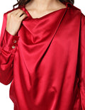 Blusas Para Mujer Bobois Moda Casuales Manga Larga Satinada Elegante N33135 Rojo