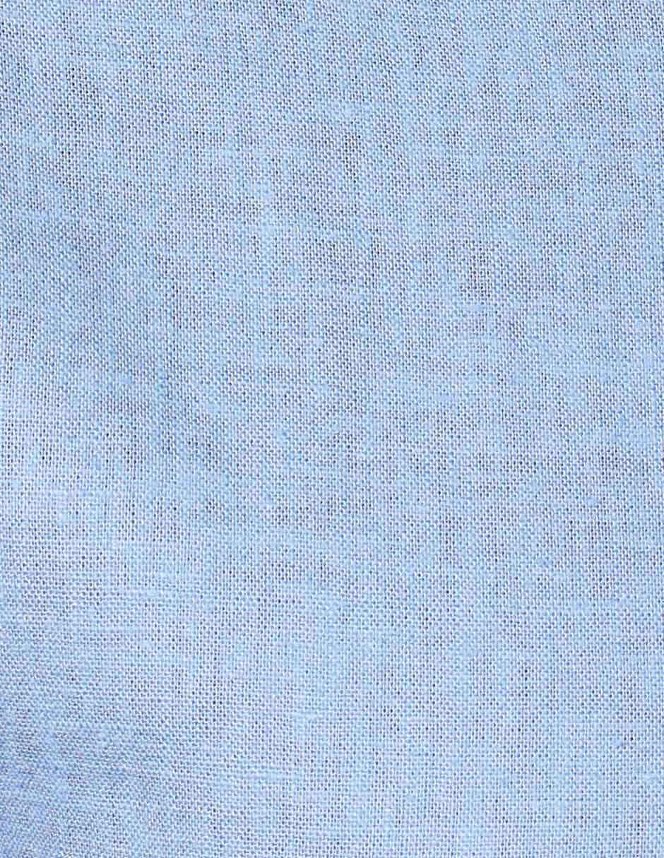 Camisas Para Hombre Estilo Lino Liso B51372 Azul