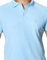 Playeras Polo Para Hombre De Manga Corta Lisa Basica Con Logo Bordado Slim Fit APOLOB Cielo