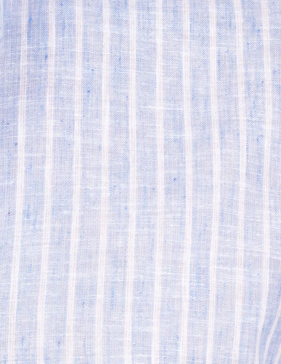Camisas Para Hombre Tipo Lino Rayas B51323 Azul
