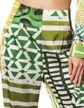 Pantalones Para Mujer Comodo Satinado Estampado W43104 Verde