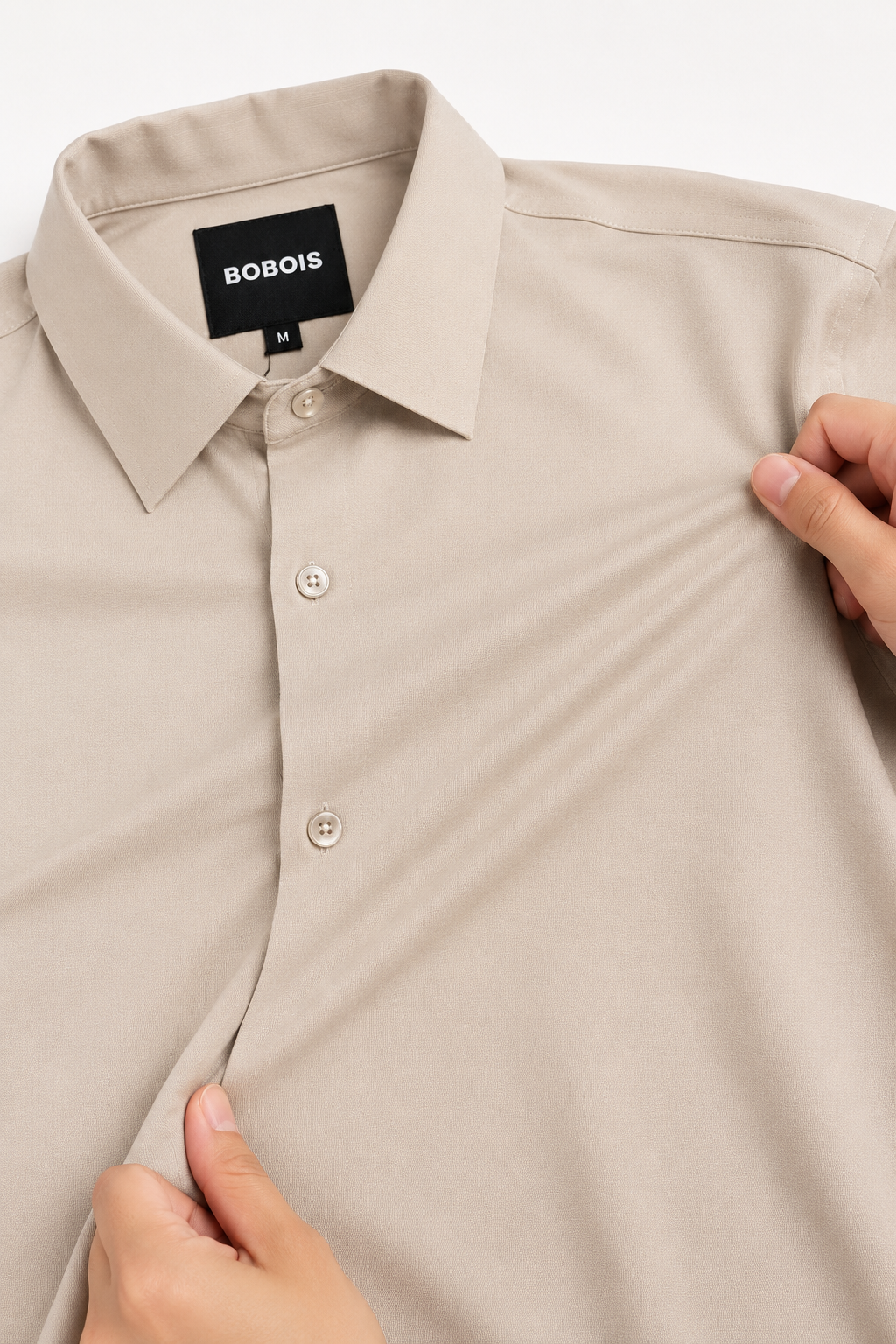 Camisas para Hombre Manga Larga de Tejido B65403 Beige