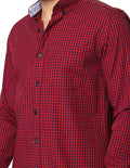 Camisas Para Hombre Bobois Moda Casuales De Tela Mascota Con Estamado De Cuadros De Manga Larga Cuello Button Down Regular Fit B41206 Rojo