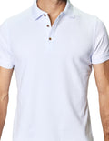 Playeras Polo Para Hombre De Manga Corta Lisa Basica Con Logo Bordado Slim Fit APOLOB Blanco