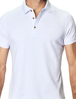 Playeras Polo Para Hombre De Manga Corta Lisa Basica Con Logo Bordado Slim Fit APOLOB Blanco