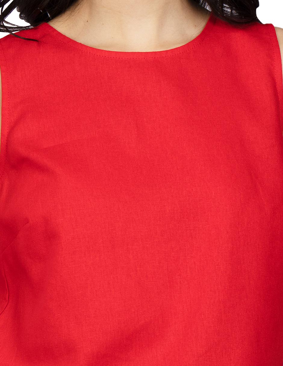 Blusas Para Mujer Tipo Lino Comoda Sin Mangas N51144 Rojo