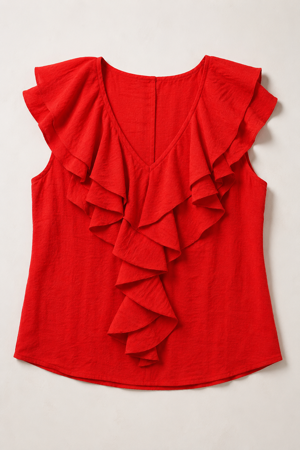 Blusas Para Mujer Con Manga Corta y Olanes N61147 Rojo