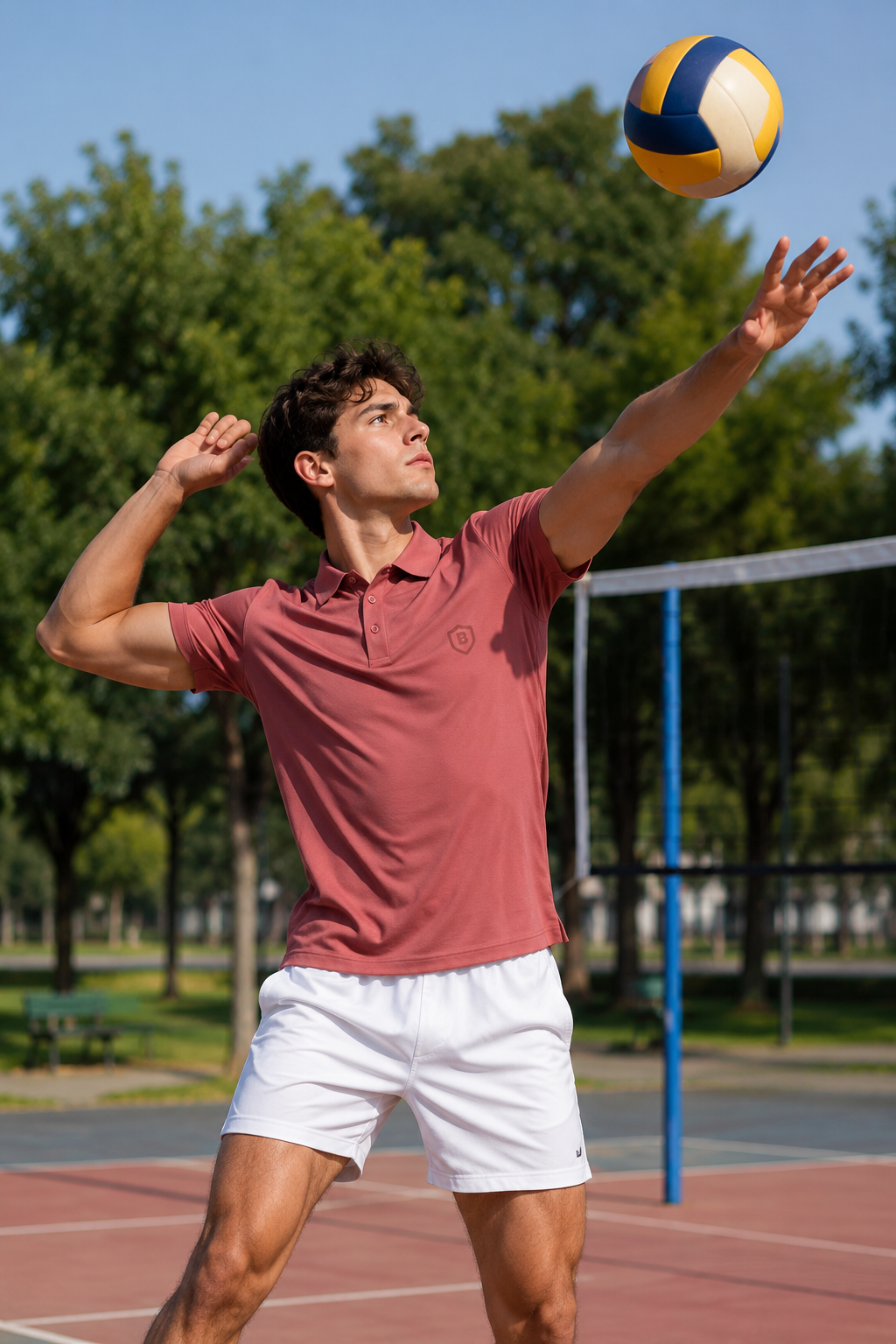 Playeras Polo Para Hombre Spandex Con Textura A55402 Teja