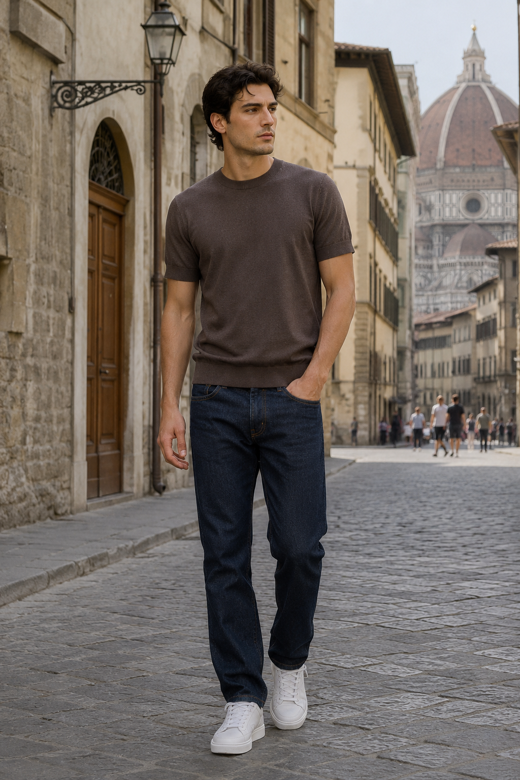 Playeras Para Hombre de Punto Cuello Redondo A61451 Chocolate
