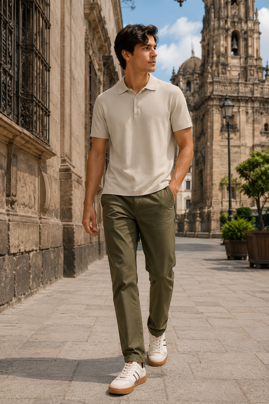 Playeras Polo Para Hombre de Punto Lisa Slim Fit A61453 Beige