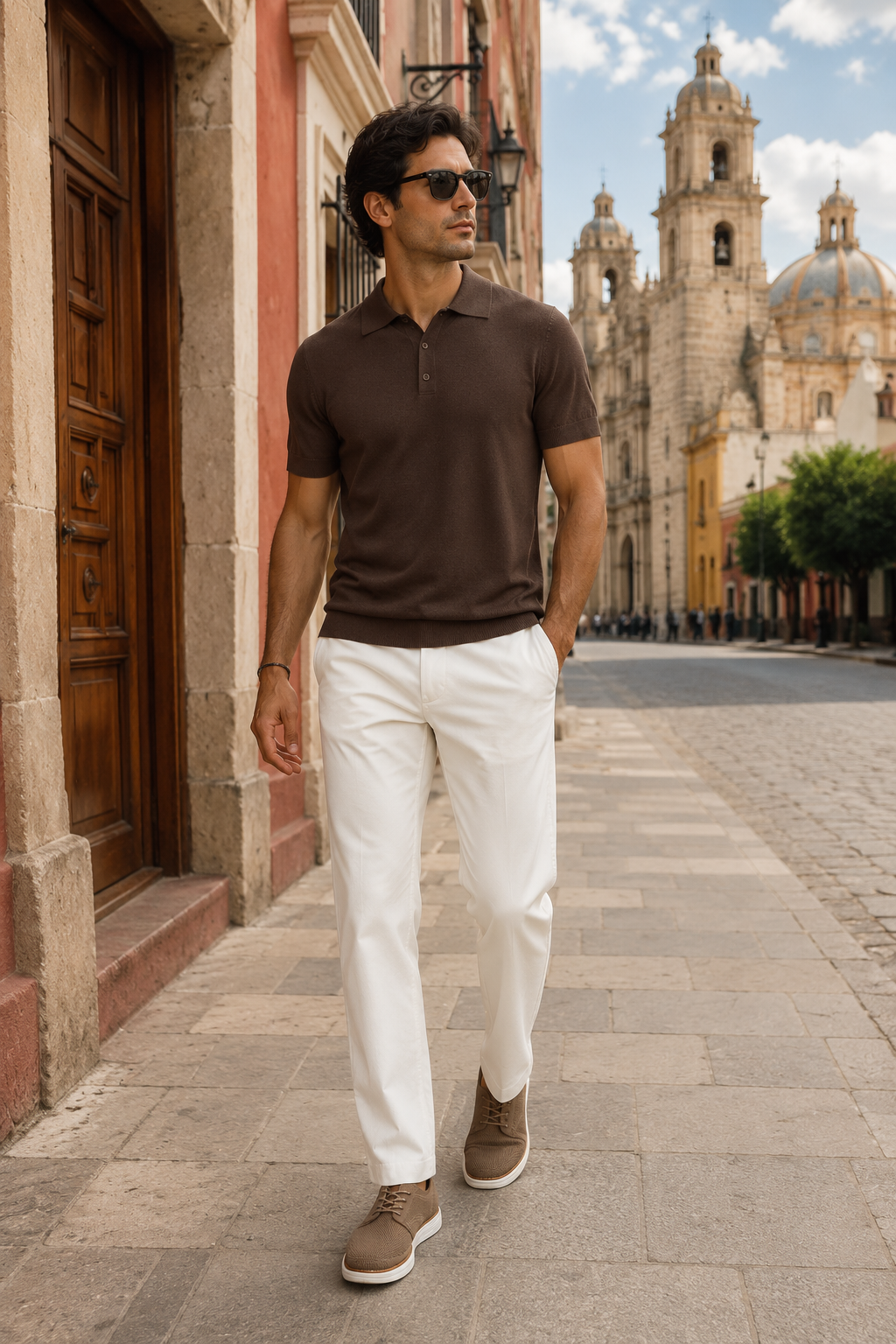 Playeras Polo Para Hombre de Punto Lisa Slim Fit A61453 Chocolate