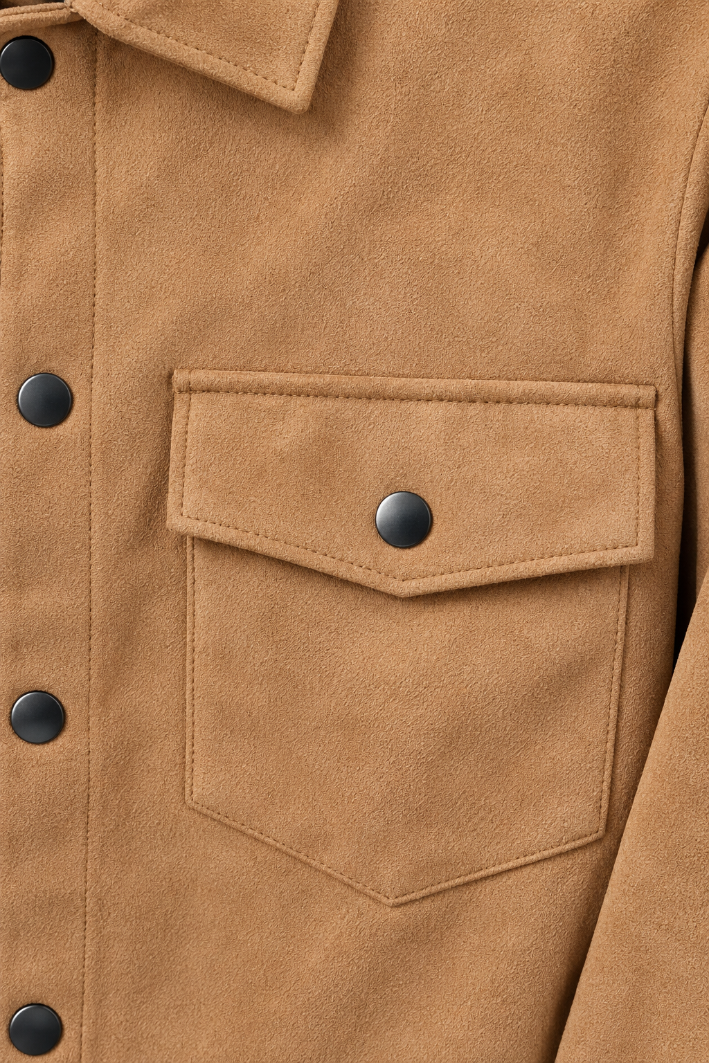 Sobrecamisas Para Hombre Suede De Doble Bolsillo Con Tapa B65413 Camel