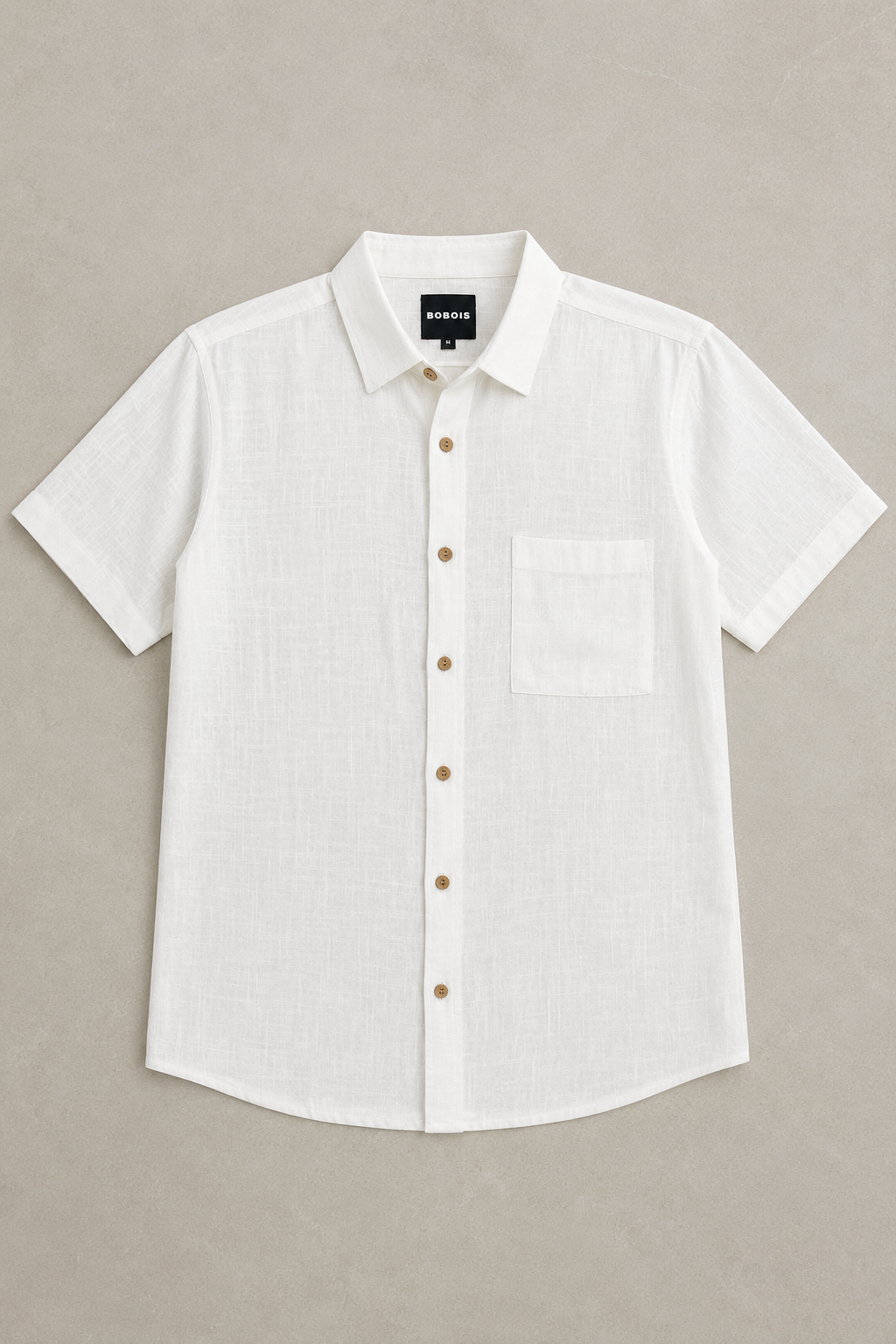 Camisas Para Hombre Manga Corta Albatros Tipo Lino Semi Recta B61561 Blanco