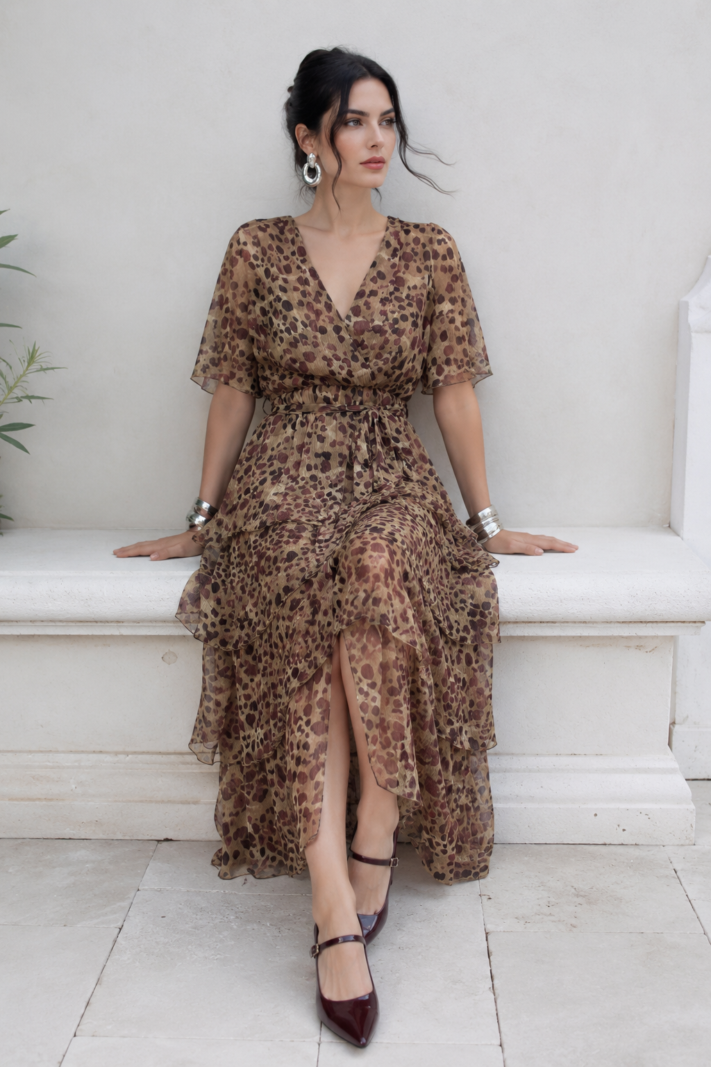 Vestidos Para Mujer Maxi Largo Con Olanes Escotado S63100 Unico