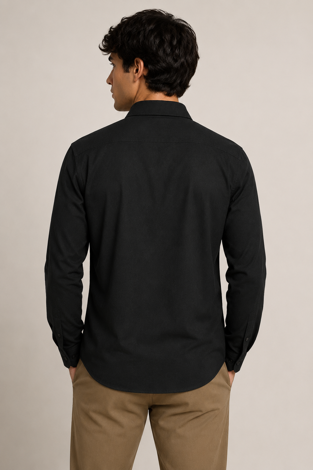 Camisas Para Hombre Piqué De Punto Super Stretch Non Iron B55405 Negro