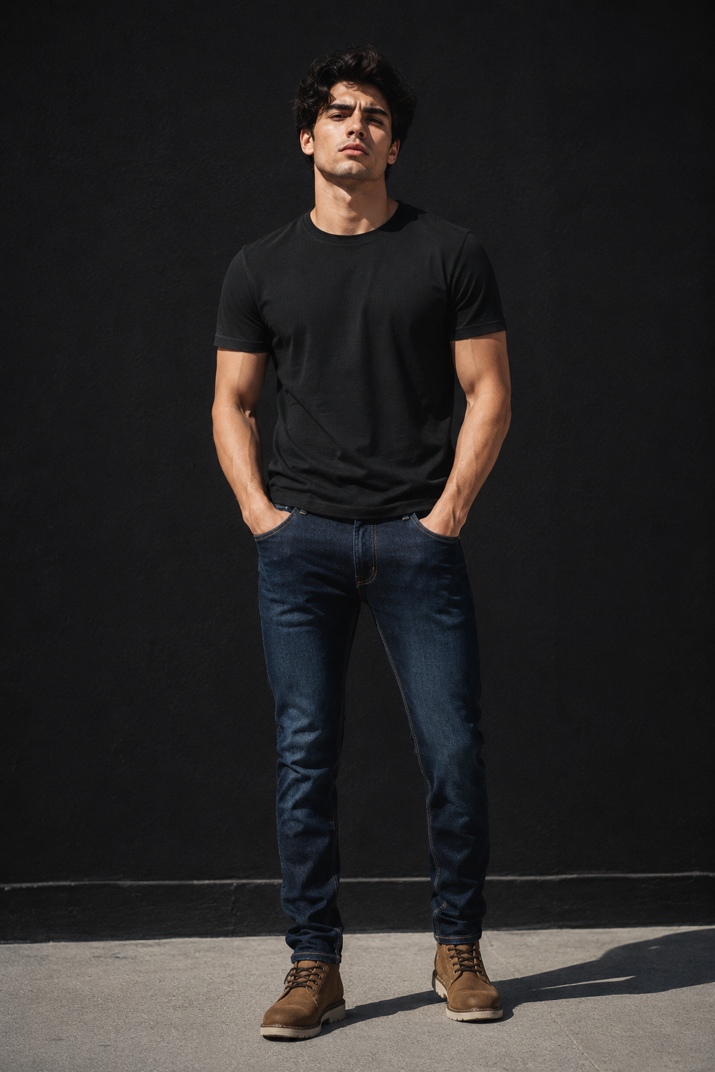 Playera para Hombre Cuello Redondo Antiarrugas Sport Transpirable A61405 Negro
