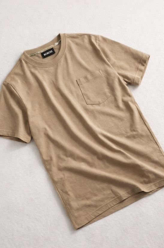 Playera para Hombre Cuello Redondo Algodón con Bolsa Stretch A61401 Kaki