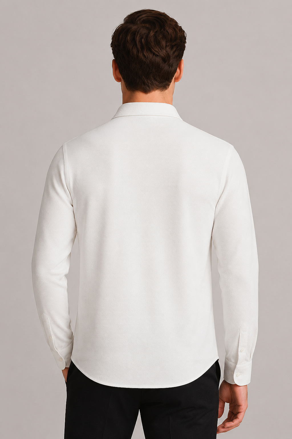 Camisas Para Hombre Super Stretch Jacquard Sin Arrugas B55404 Blanco