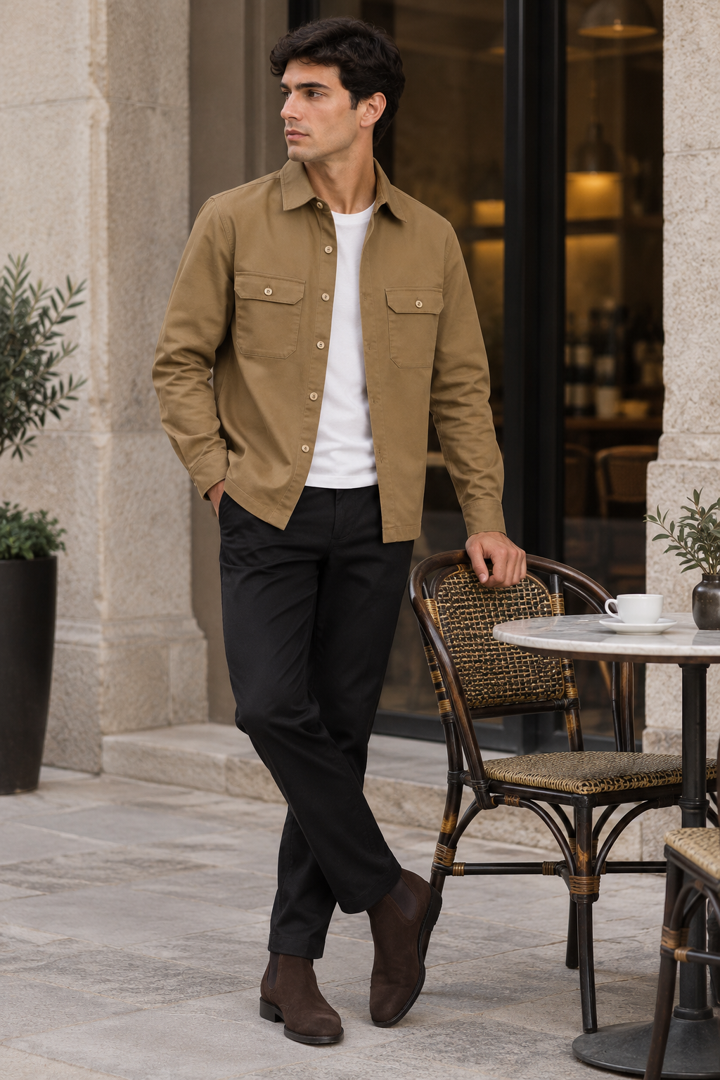 Sobrecamisas Para Hombre Chaqueta Ligera Amplia B65412 Camel