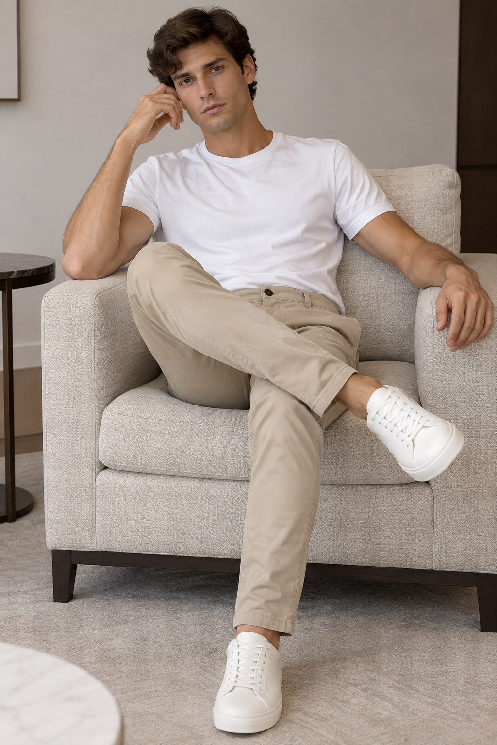 Pantalones Para Hombre Chino Algodón Stretch GWOVEN Kaki