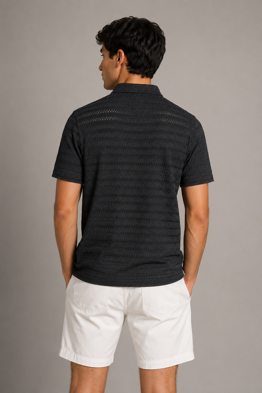 Playera Polo para Hombre Casual Jacquard Super Stretch A61420 Negro
