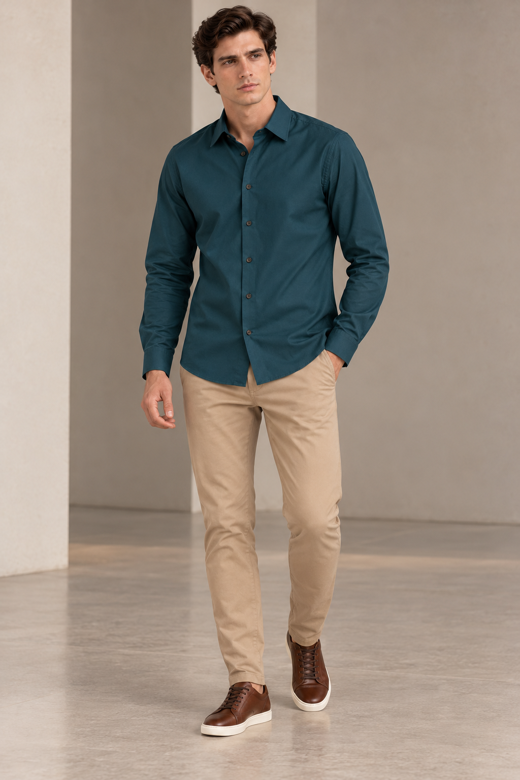 Camisas Para Hombre Super Stretch Sin Costuras B65405 Teal