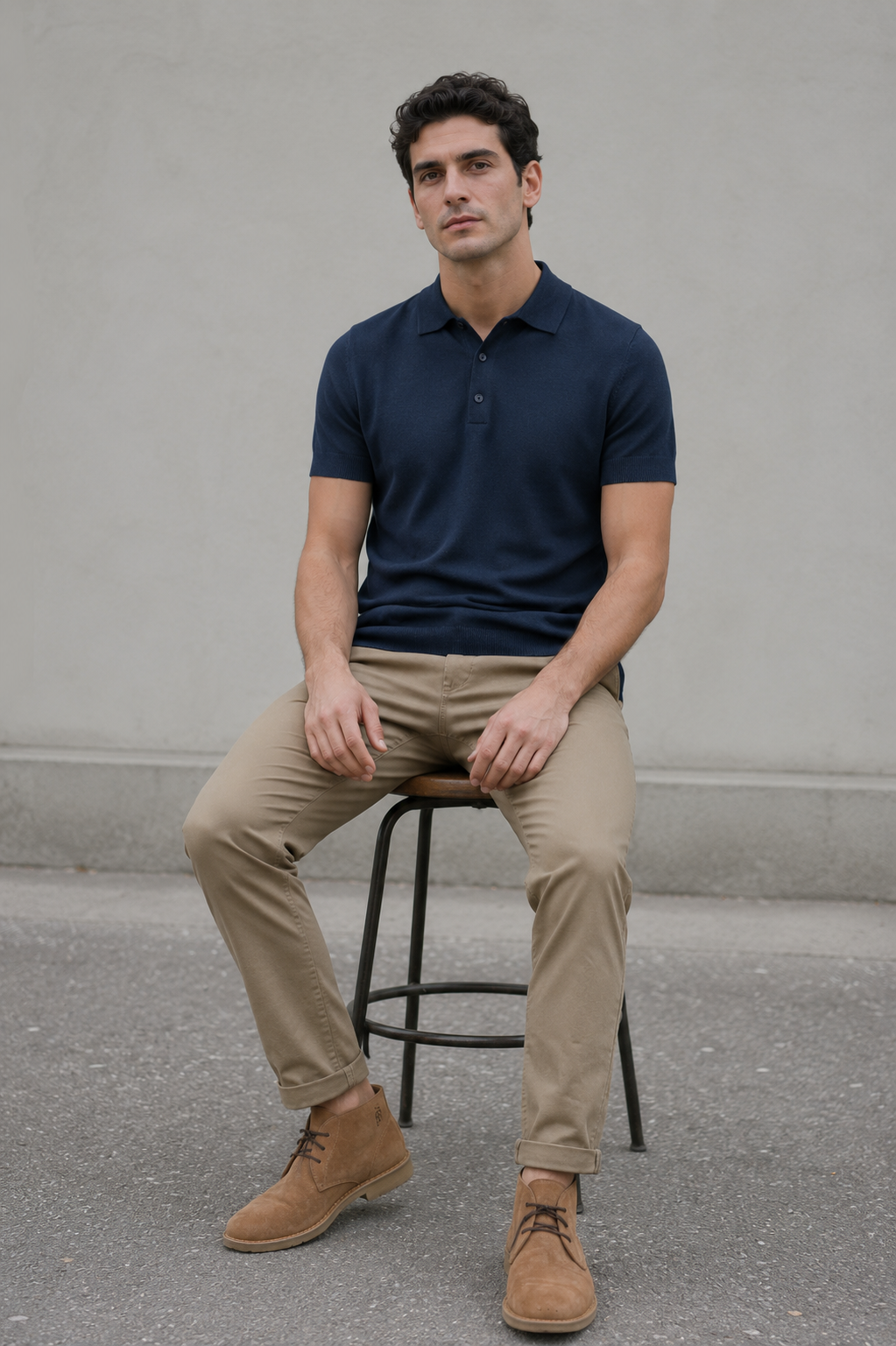 Playeras Polo Para Hombre de Punto Lisa Slim Fit A61453 Marino