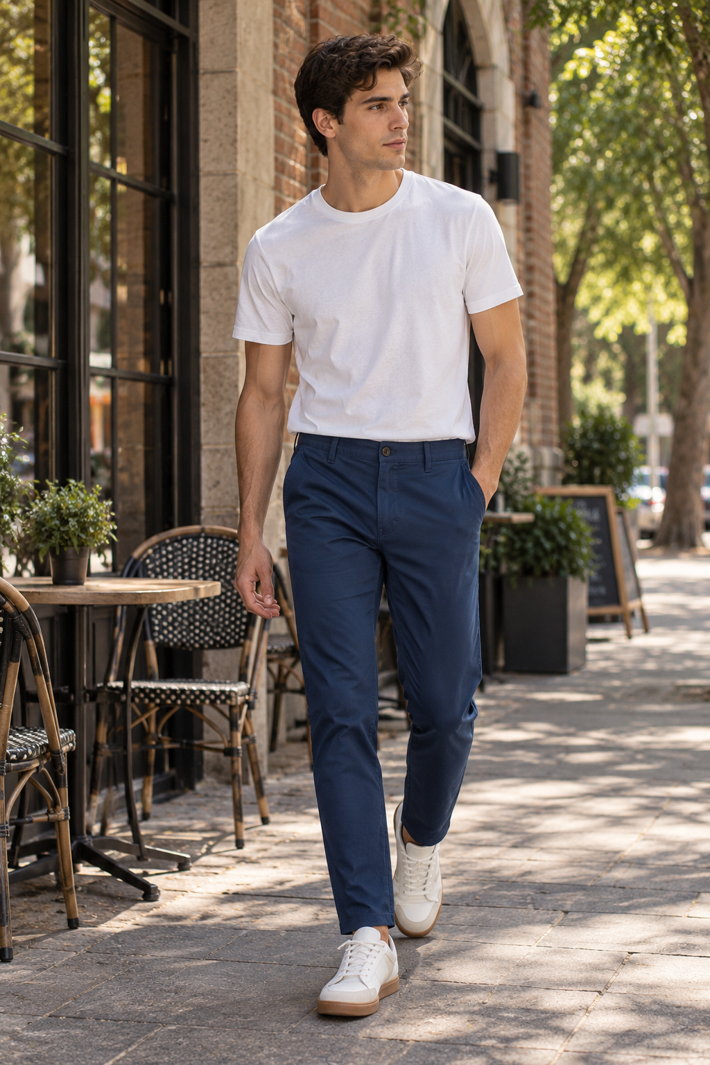 Pantalones Para Hombre Chino Algodón Stretch GWOVEN Marino