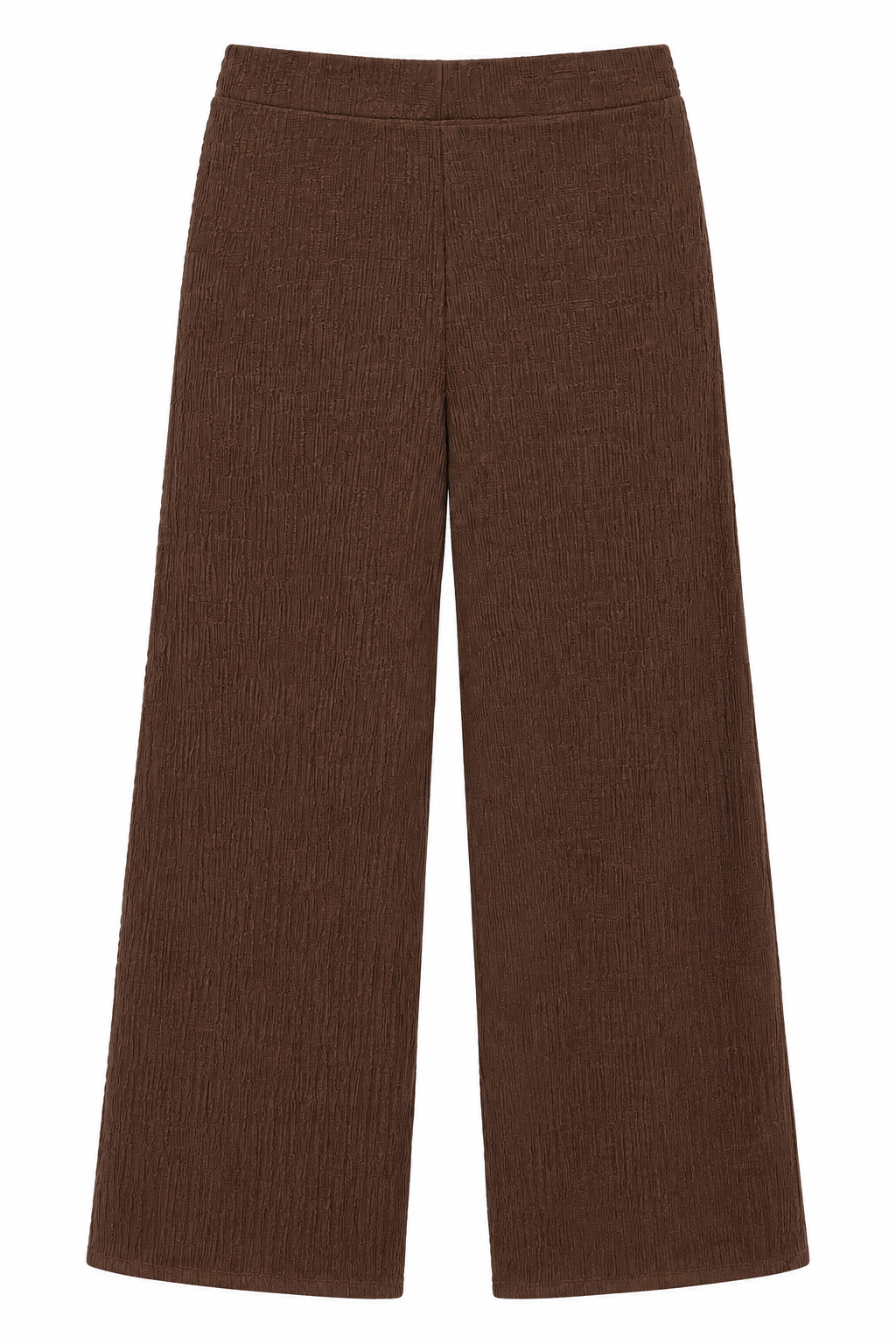 Pantalones Para Mujer De Tejido Texturizado Corte Recto Y Cintura Alta W63120 Café