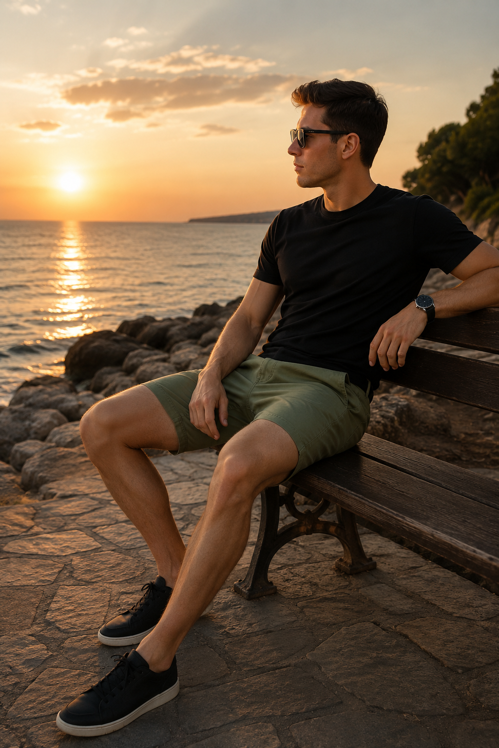 Bermudas Para Hombre De Gabardina Spandex Algodón GBRABSON Olivo