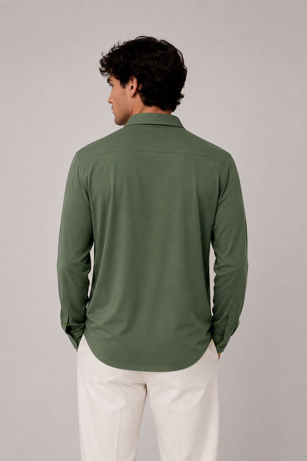 Camisas Para Hombre Jersey Super Stretch De Punto Non Iron B55402 Olivo