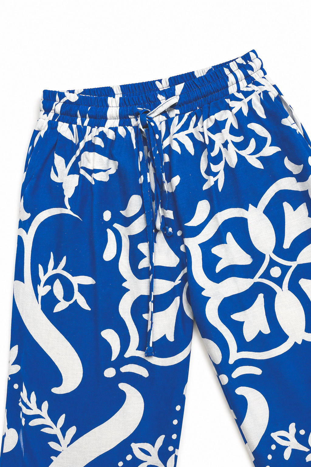 Pantalones Para Mujer Estampado Con Jareta W61104 Azul