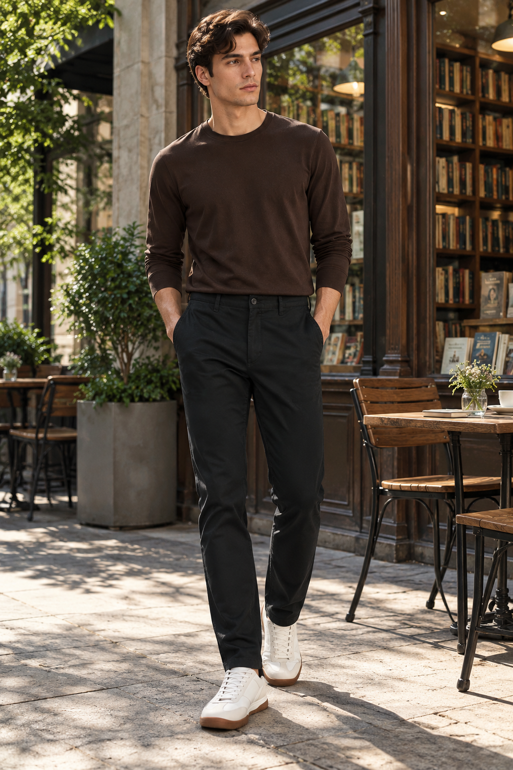 Pantalones Para Hombre Chino Algodón Stretch GWOVEN Negro
