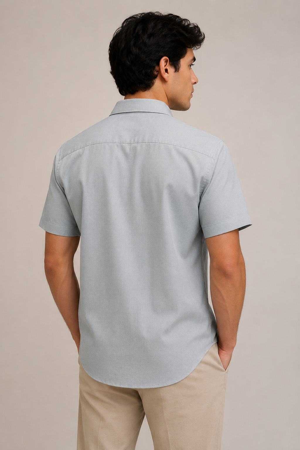 Camisas Para Hombre Manga Corta Jacquard B61351 Gris