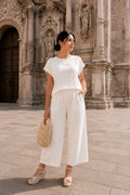 Pantalones Para Mujer Amplio Ligero Con Resorte W61114 Blanco