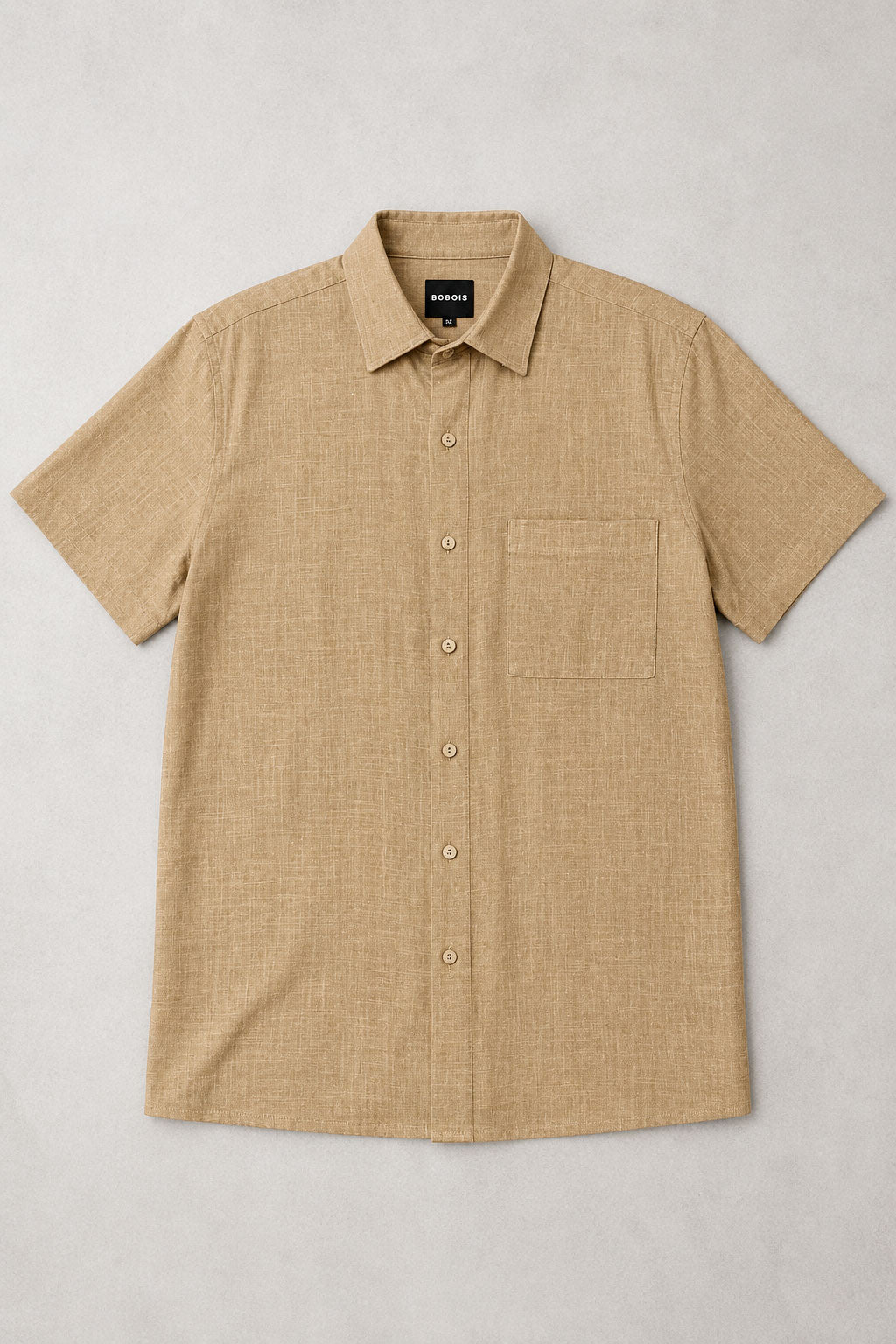 Camisas Para Hombre Manga Corta Albatros Tipo Lino Semi Recta B61561 Camello
