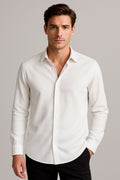 Camisas Para Hombre Super Stretch Jacquard Sin Arrugas B55404 Blanco
