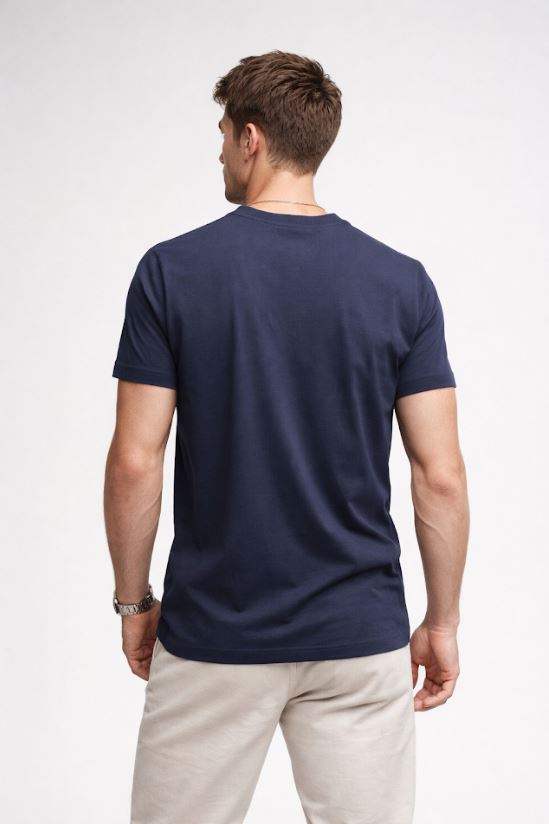 Playera para Hombre Cuello Redondo Algodón con Bolsa Stretch A61401 Marino
