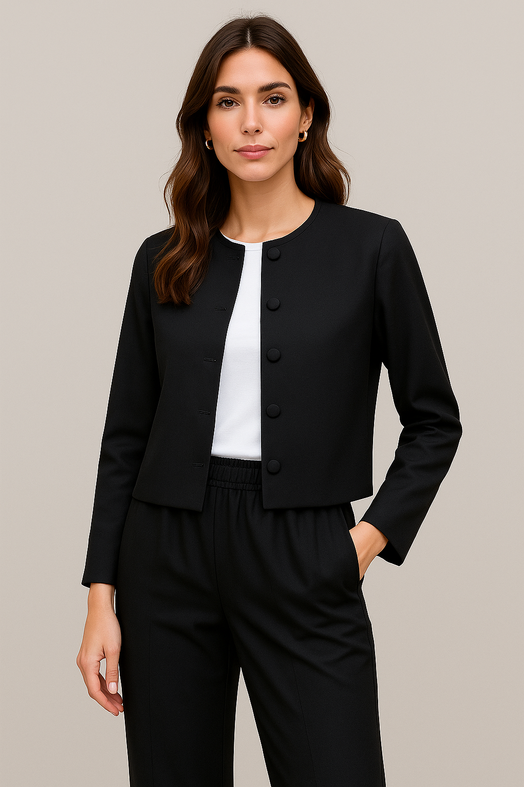 Chamarras Para Mujer Corta Botones Forrados Q53105 Negro