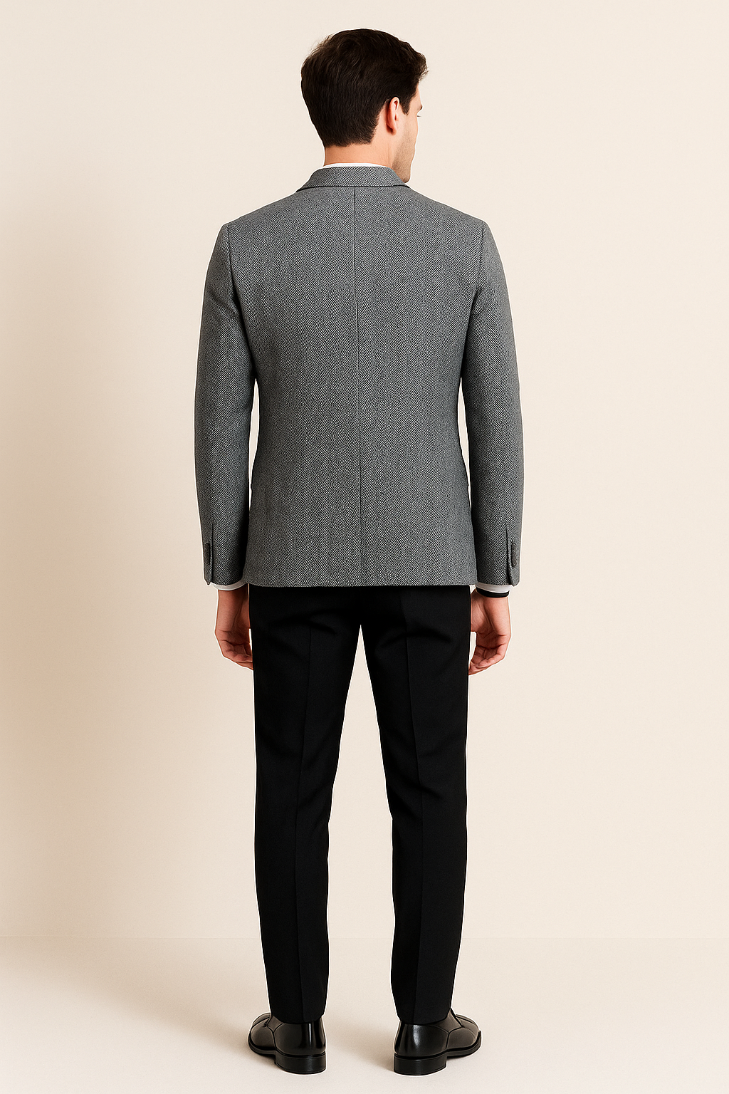 Sacos Para Hombre Tejido Plano De Espiga Con Tacto Suave FGALES Gris