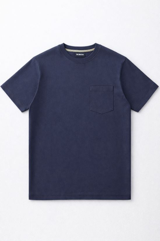 Playera para Hombre Cuello Redondo Algodón con Bolsa Stretch A61401 Marino