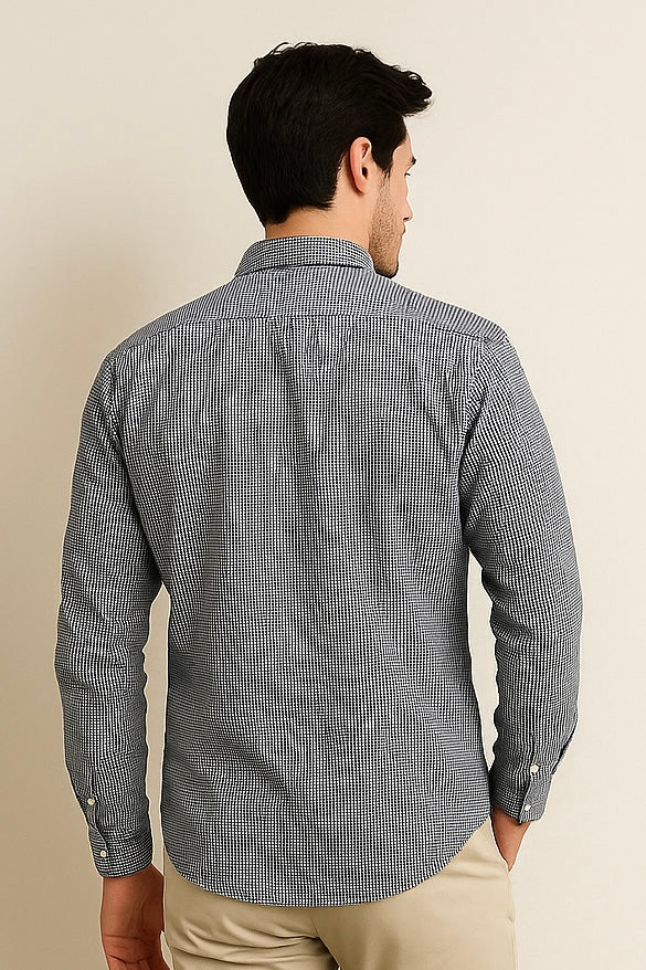 Camisas Para Hombre Cuadros Clásica Con Bolsillo B55202 Azul