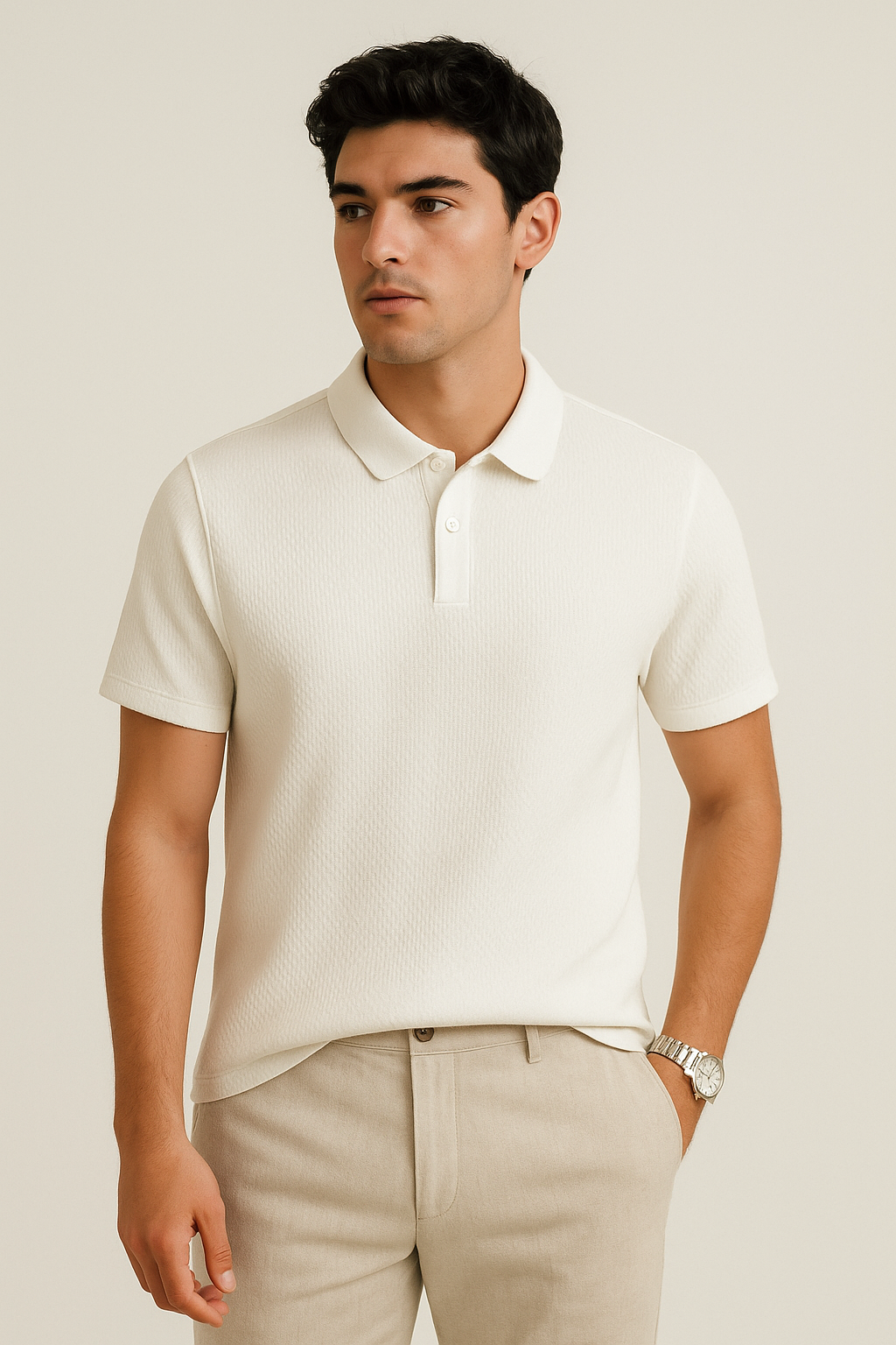 Playeras Tipo Polo Para Hombre Jacquard A51312 Blanco