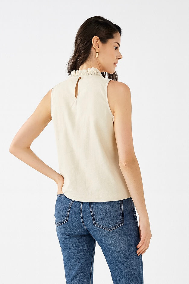 Blusas Para Mujer Tipo Lino Sin Mangas N51150 Arena