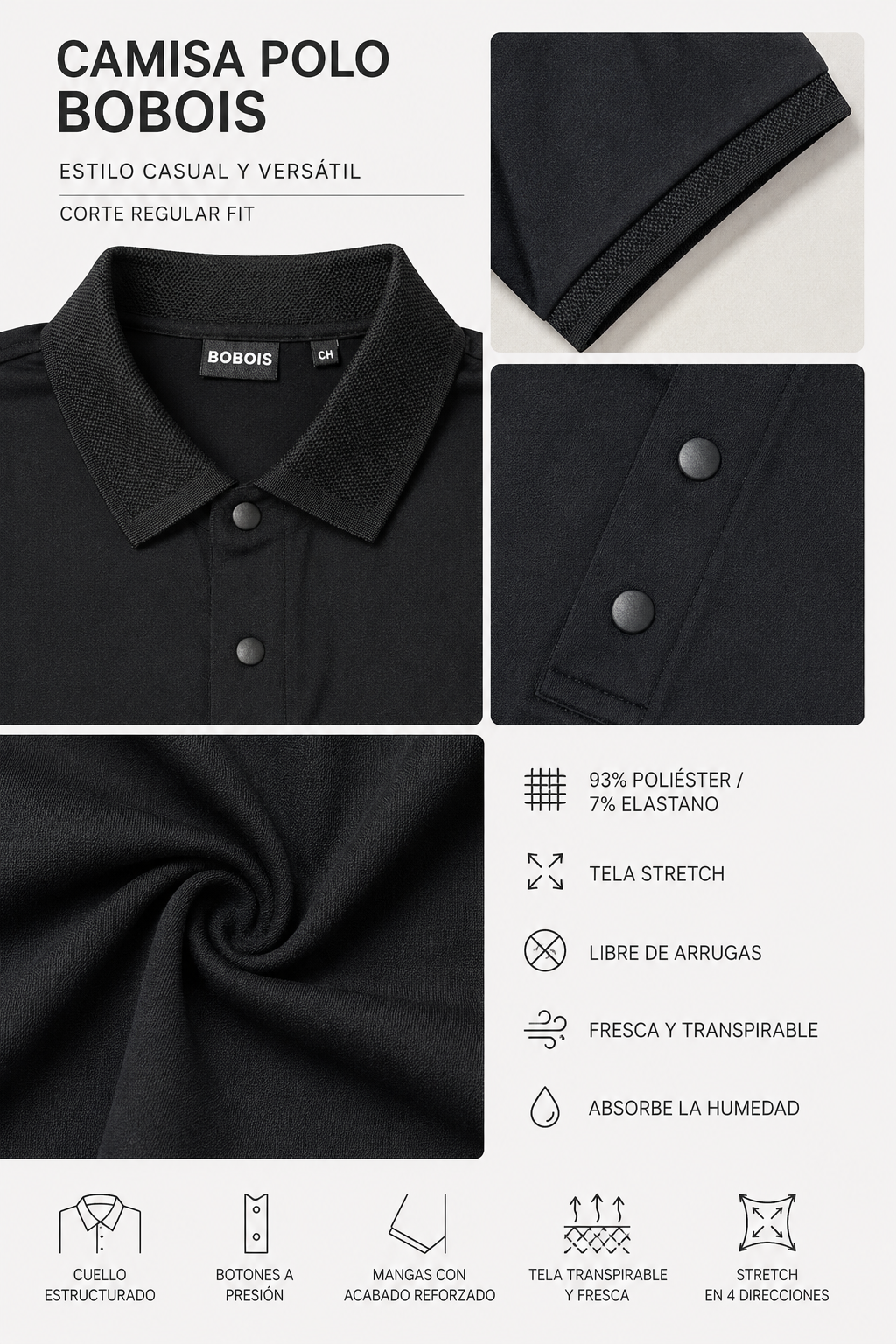 Playera Polo para Hombre Casual Super Stretch Antiarrugas A61410 Hueso